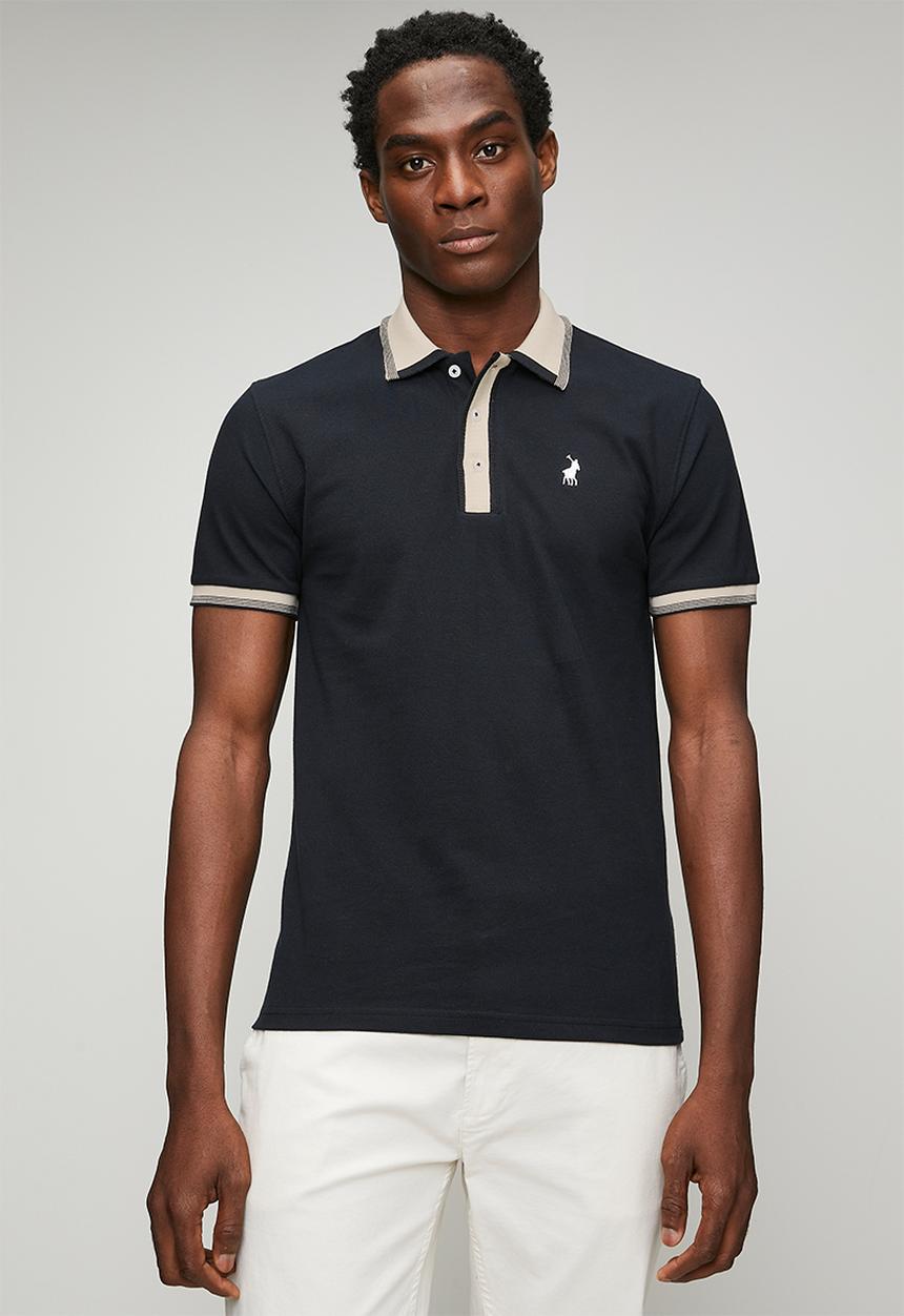 POLO - Mens tipped pique ss golfer - navy