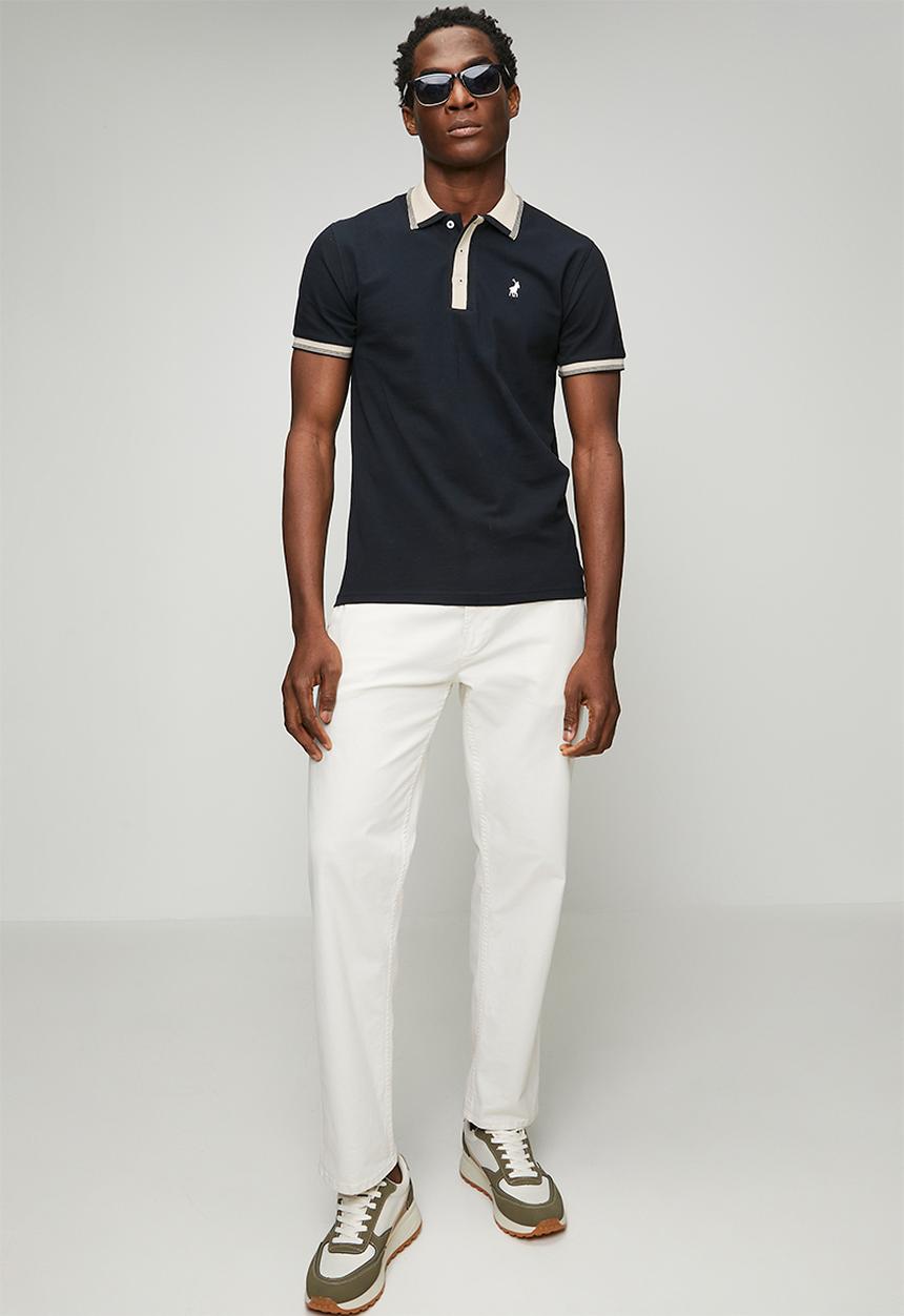 POLO - Mens tipped pique ss golfer - navy