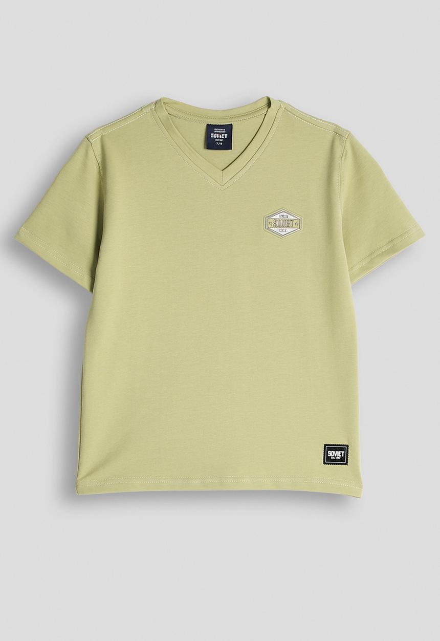 SOVIET - Boys S/Slv V-Neck Tee - Lt Sage