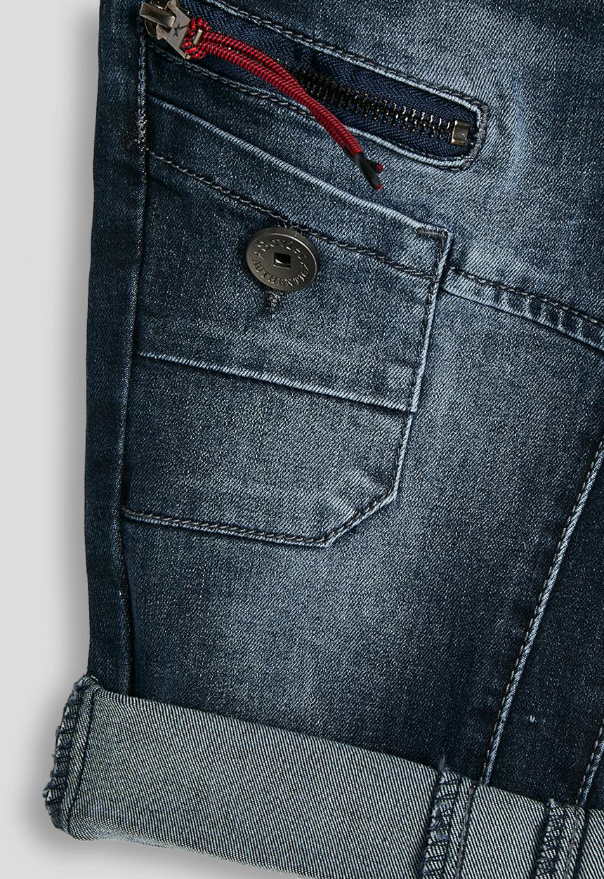 SOVIET - Boys Cargo Pocket Denim Short - Blue Black