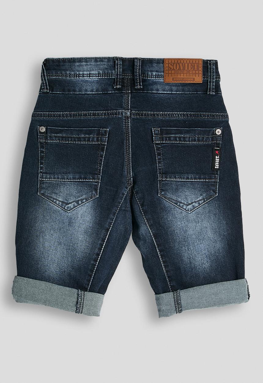SOVIET - Boys Cargo Pocket Denim Short - Blue Black
