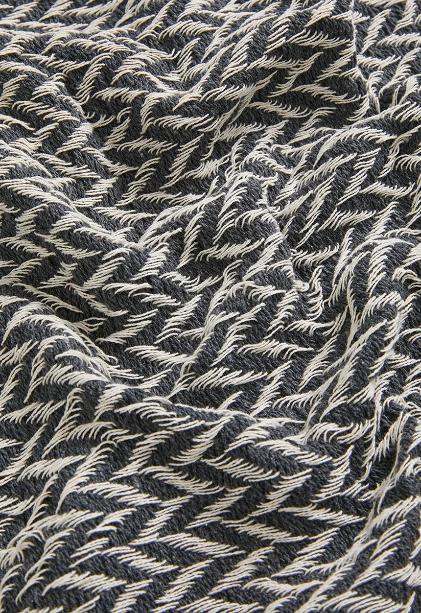Sixth Floor - Herringbone Cotton Throw - Charcoal