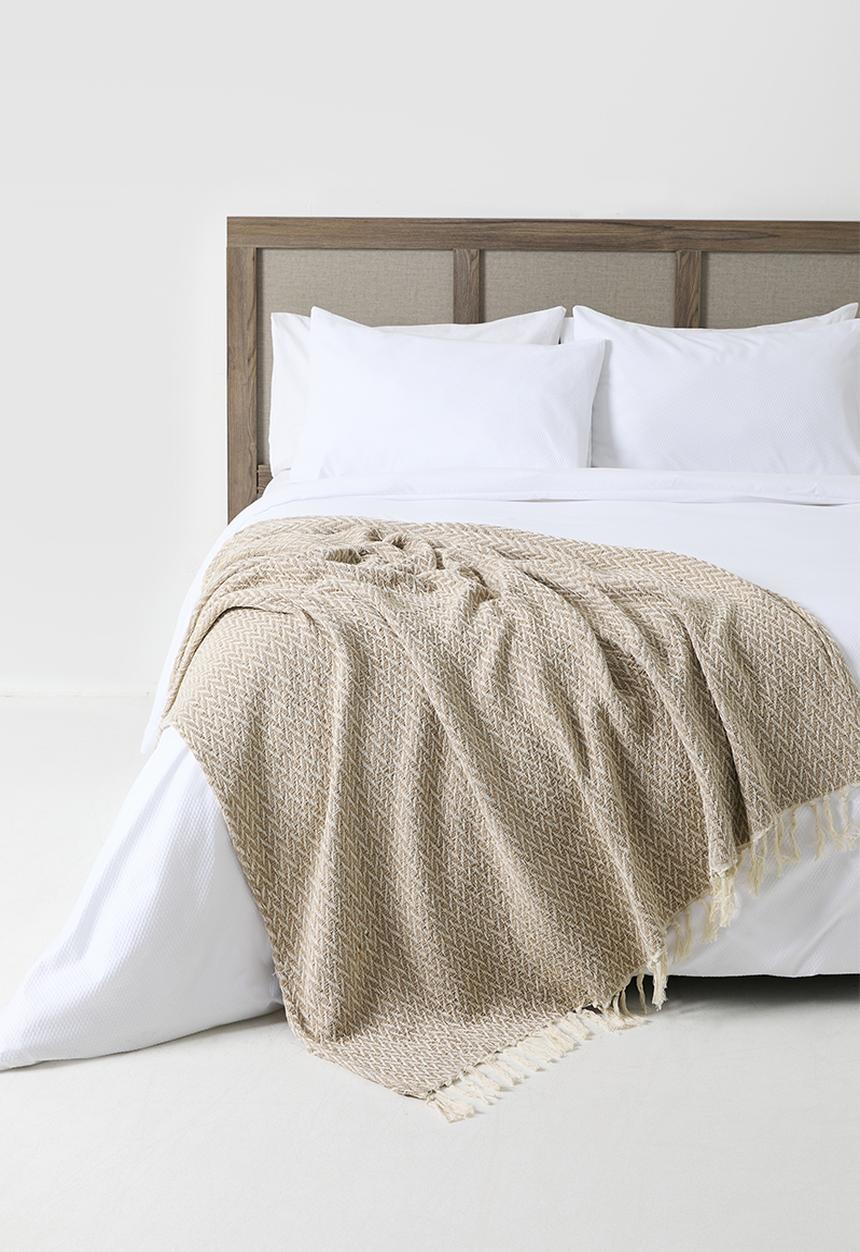 Sixth Floor - Herringbone Cotton Throw - Natural