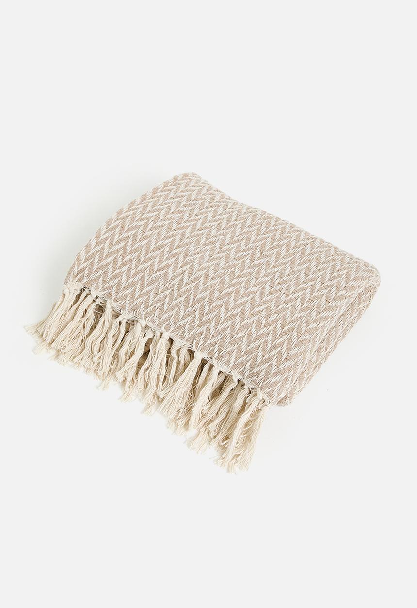 Sixth Floor - Herringbone Cotton Throw - Natural