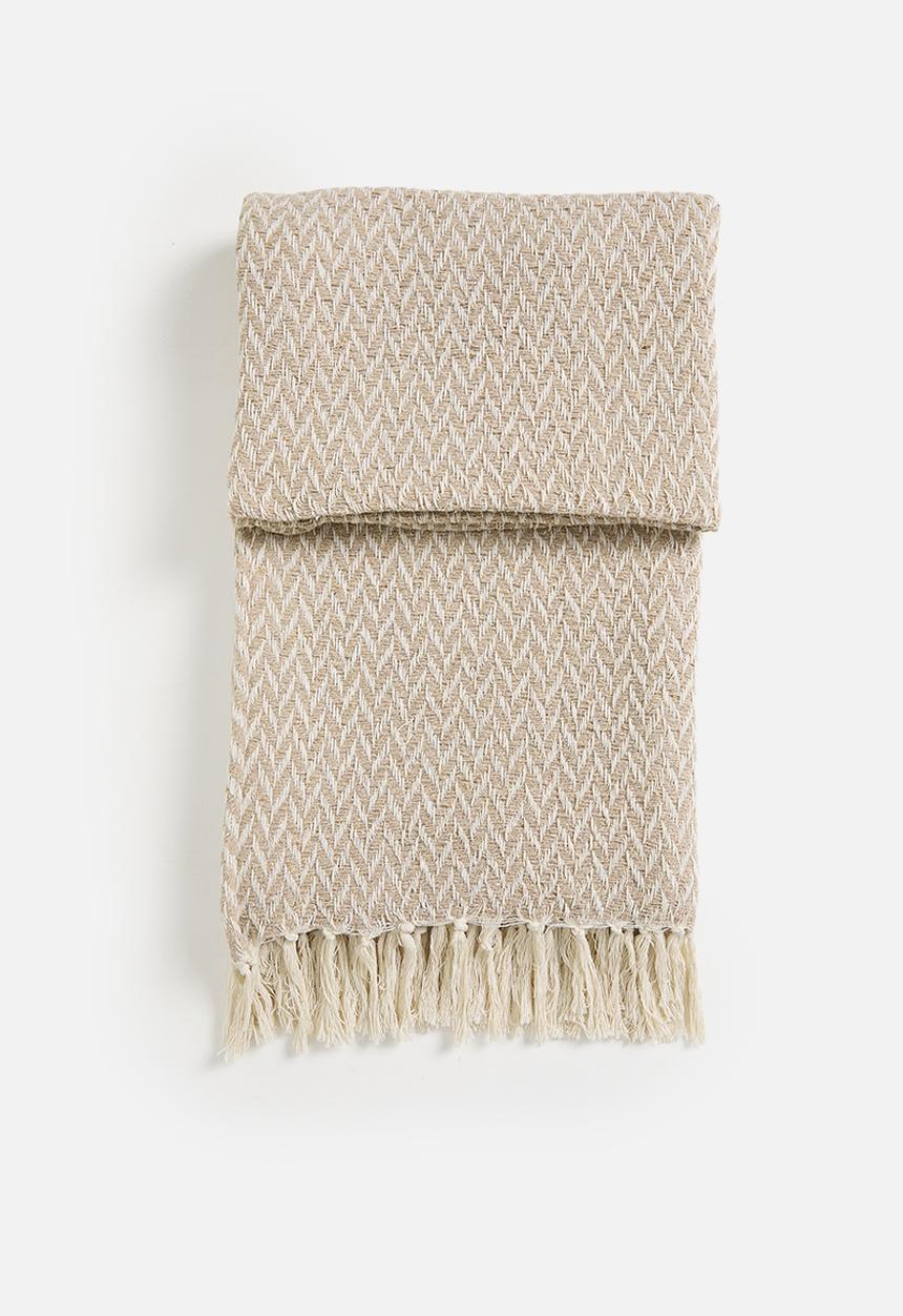 Sixth Floor - Herringbone Cotton Throw - Natural
