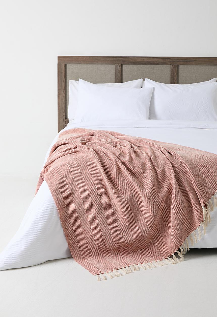 Sixth Floor - Chevron Cotton Throw - Rust