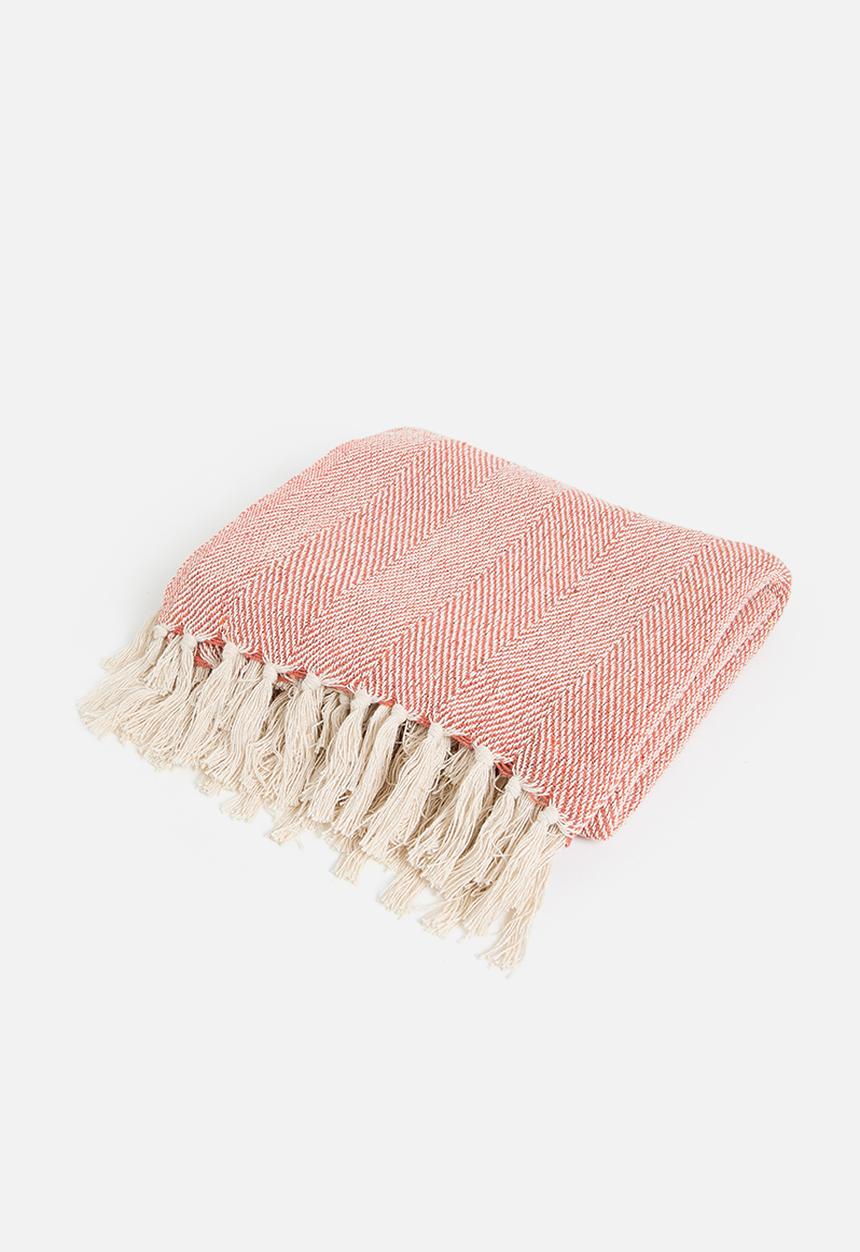 Sixth Floor - Chevron Cotton Throw - Rust