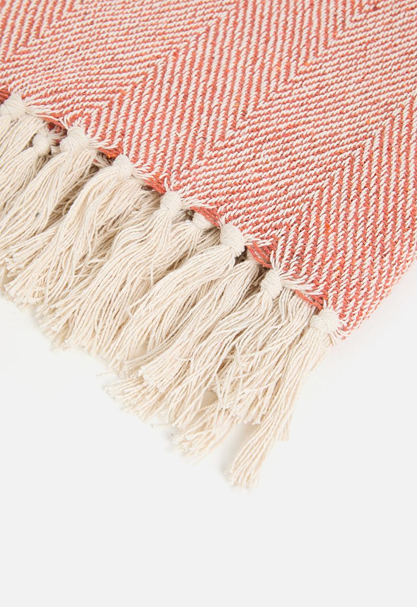 Sixth Floor - Chevron Cotton Throw - Rust