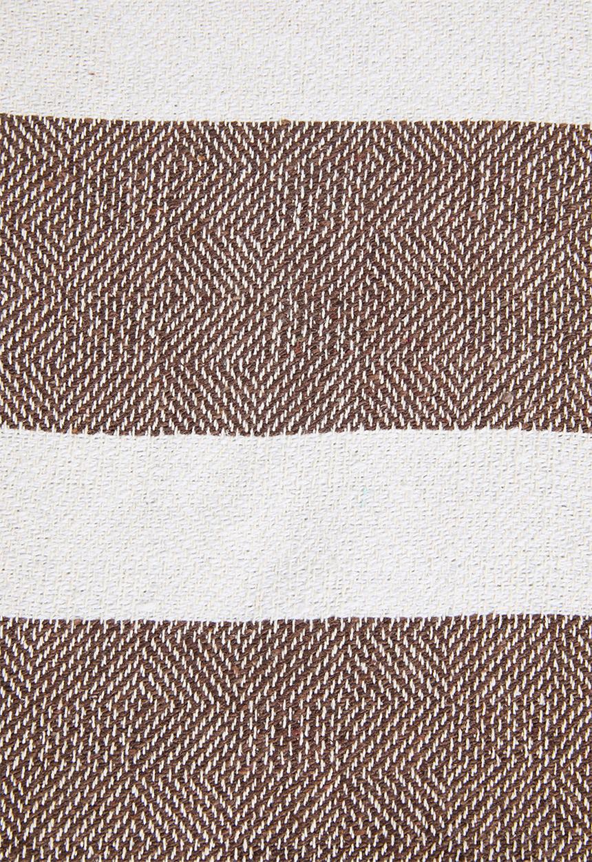Sixth Floor - Stripe Cotton Throw - Coffee