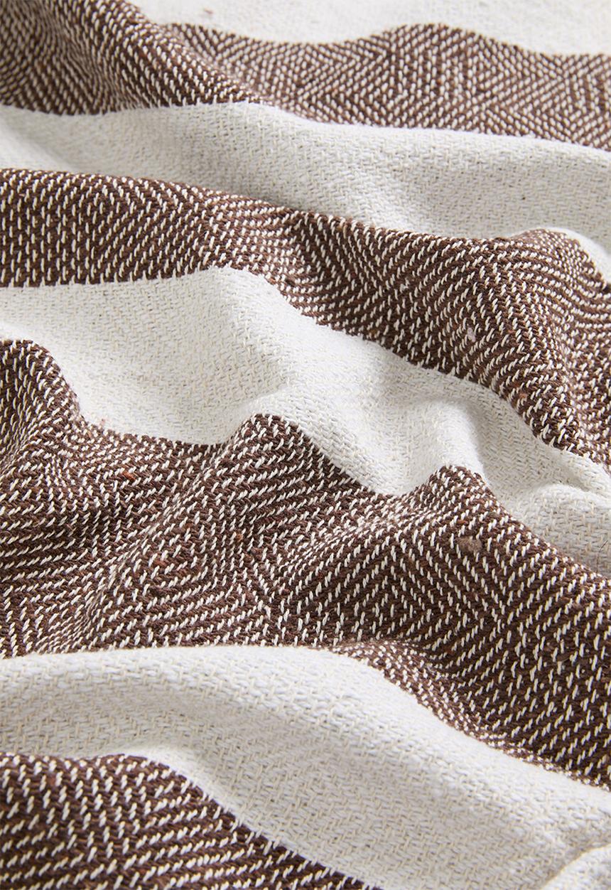 Sixth Floor - Stripe Cotton Throw - Coffee