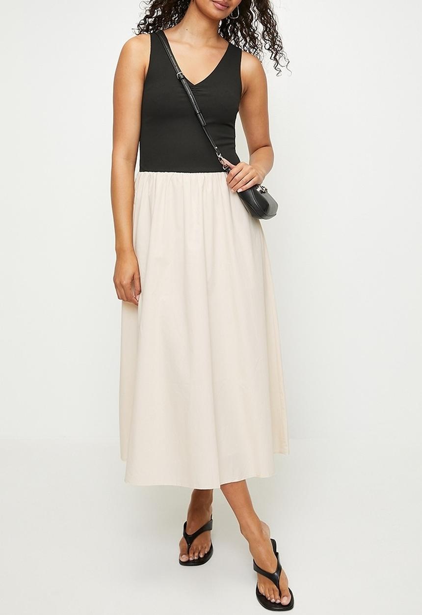 MILLA - Colourblocked fit and flare dress - Black Cream