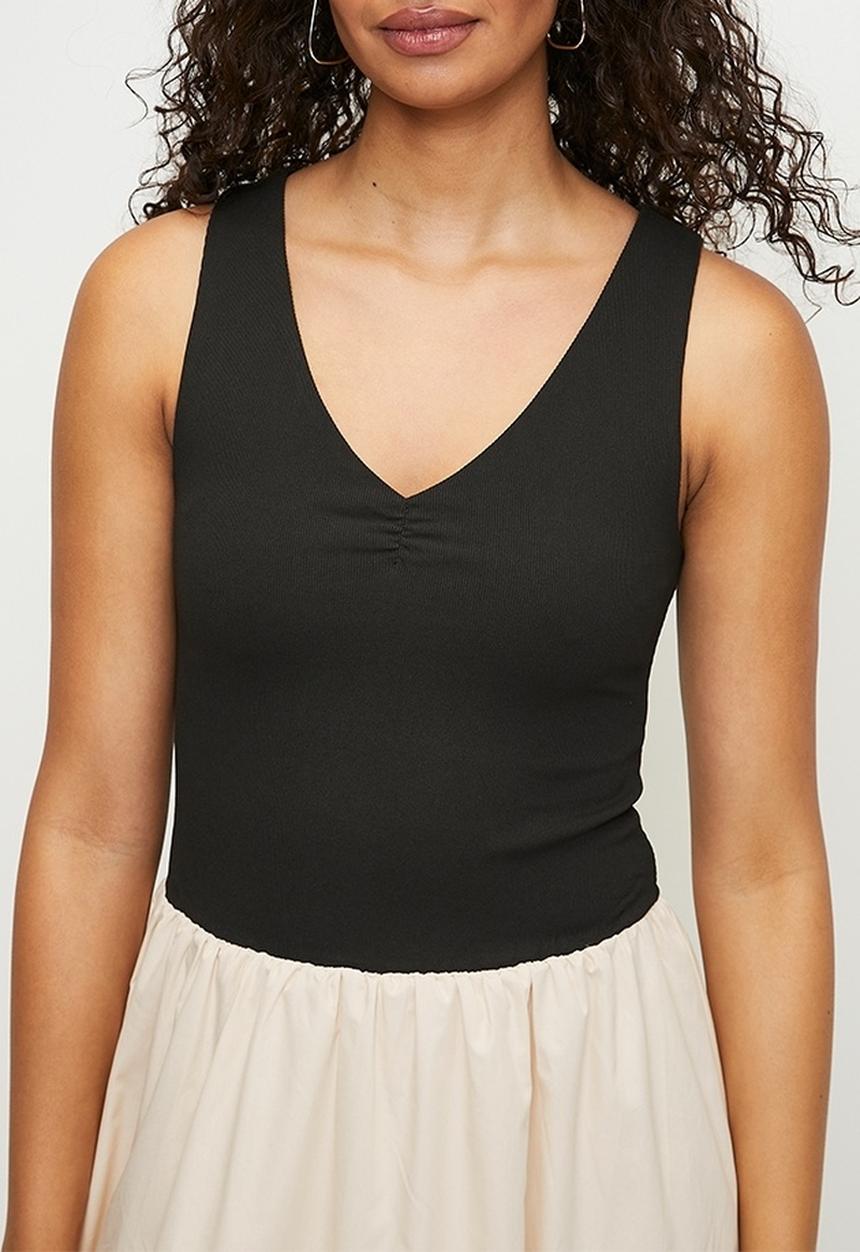 MILLA - Colourblocked fit and flare dress - Black Cream
