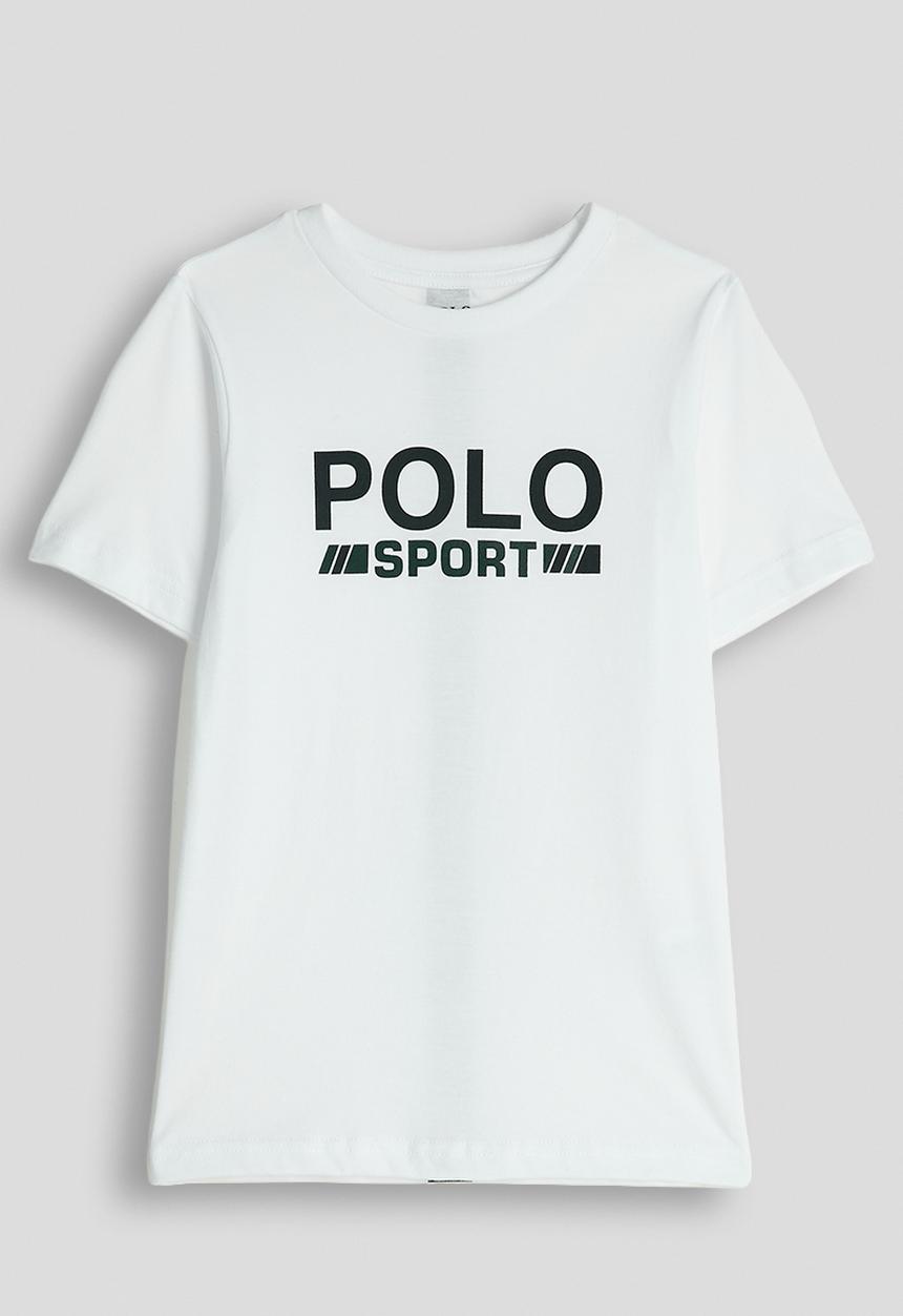 POLO - Boys Bongani Sport Printed Ss Tee - White