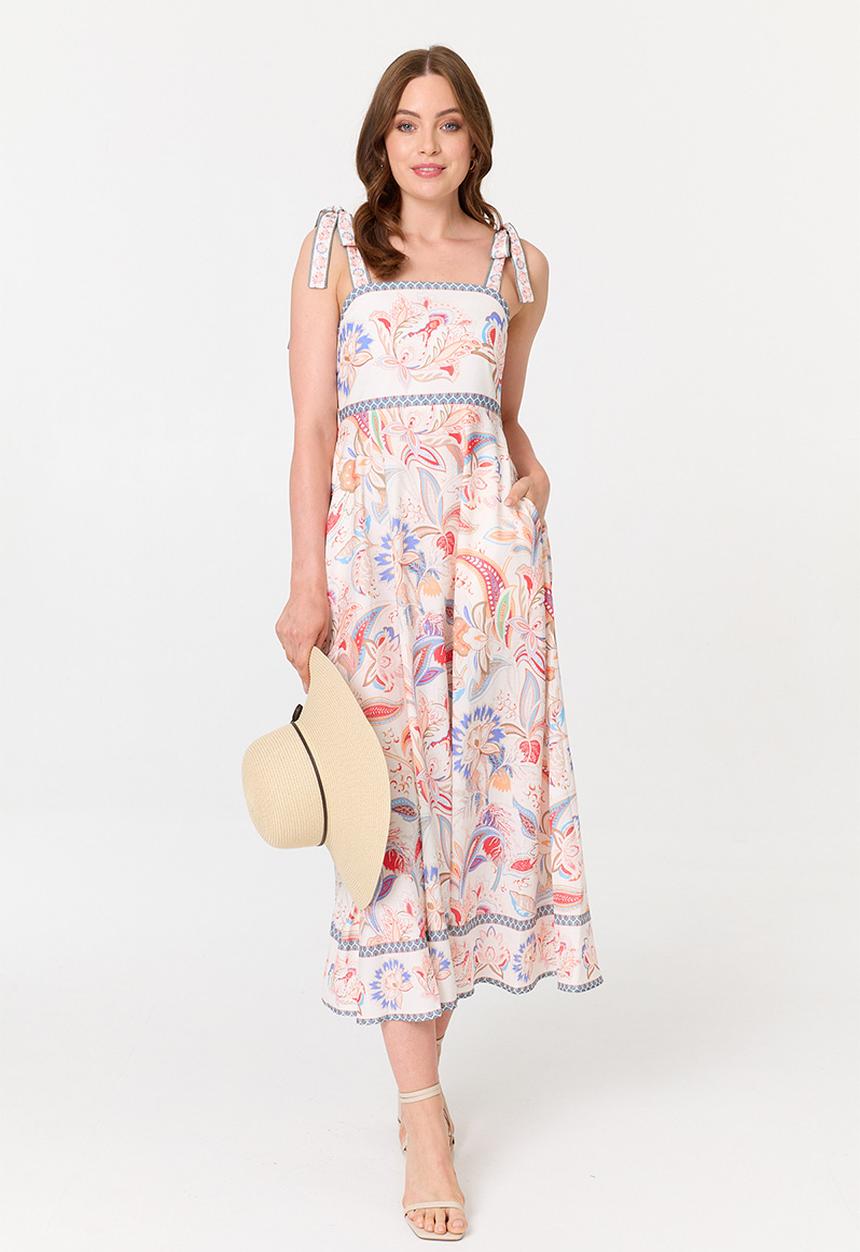 Stella Morgan - S/Less Strappy Boobtube Printed Floral A-Line Maxi Dress Border Print - Multi Whit