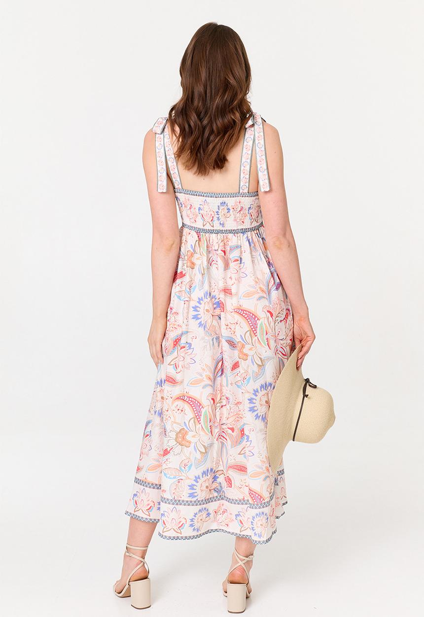 Stella Morgan - S/Less Strappy Boobtube Printed Floral A-Line Maxi Dress Border Print - Multi Whit