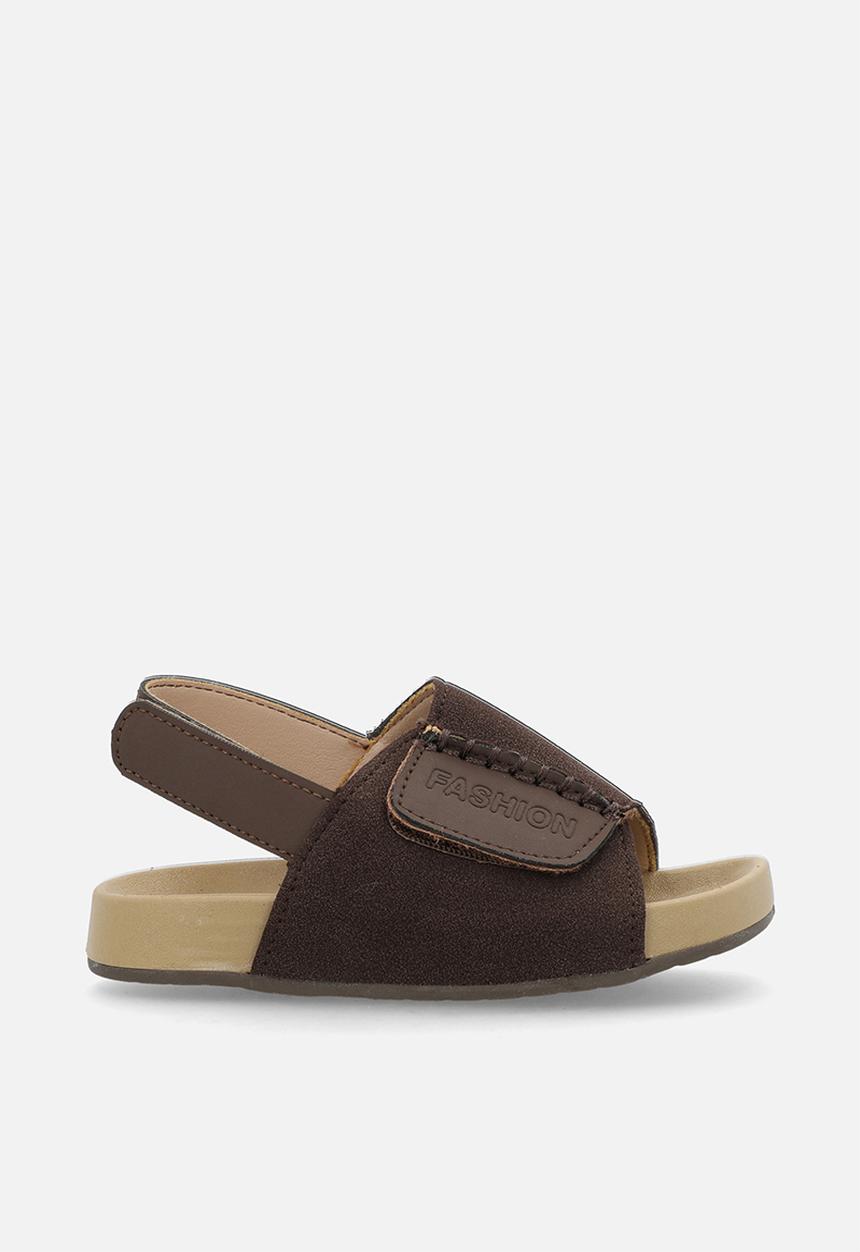 Pop Candy - Suedette sandals with ankle straps - dark choc