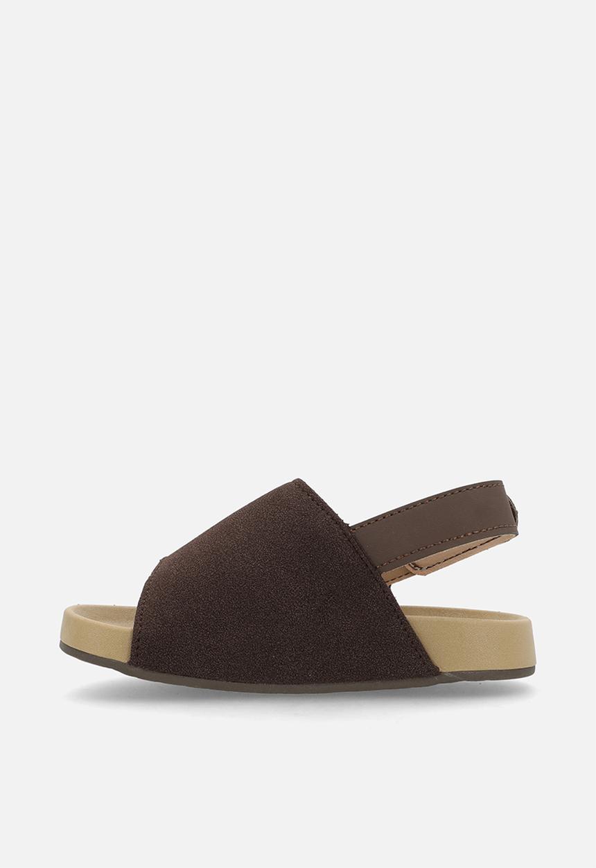 Pop Candy - Suedette sandals with ankle straps - dark choc