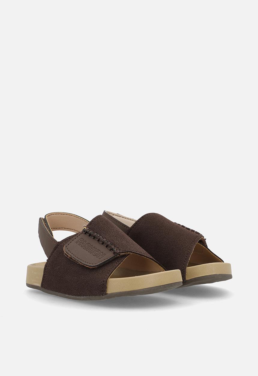 Pop Candy - Suedette sandals with ankle straps - dark choc