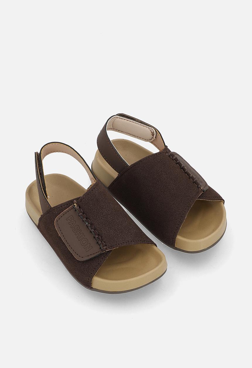 Pop Candy - Suedette sandals with ankle straps - dark choc