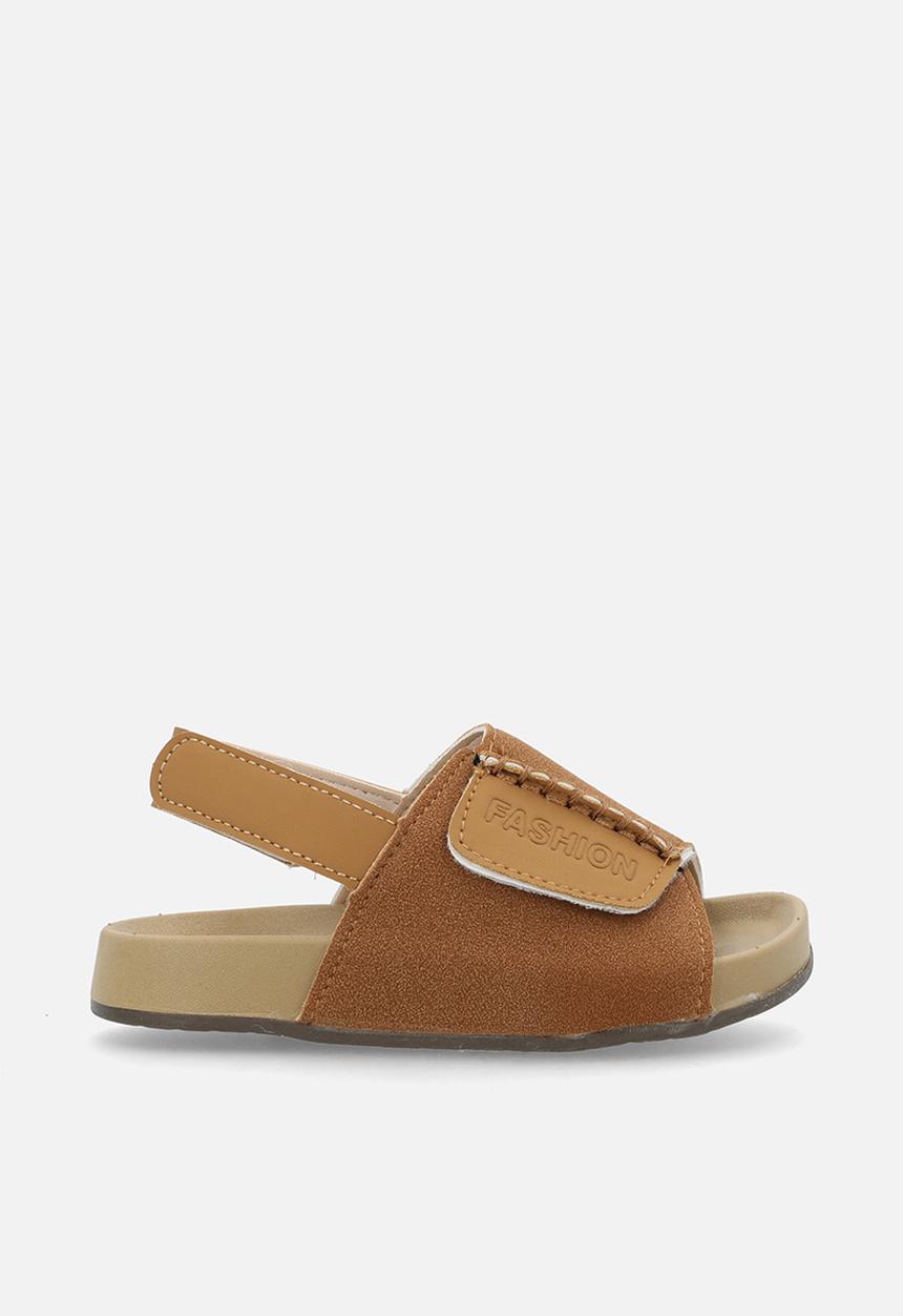 Pop Candy - Suedette sandals with ankle straps - tan