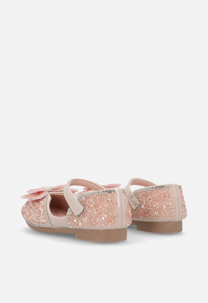 Pop Candy - Rhinestone princess flats with butterfly bow detail - pink