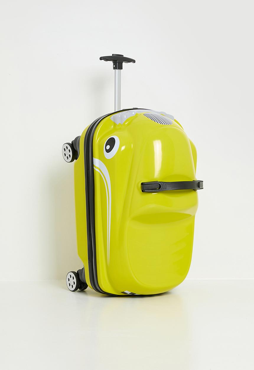 Pop Candy - Retro car-shaped ride-on trolley bag - lime yellow