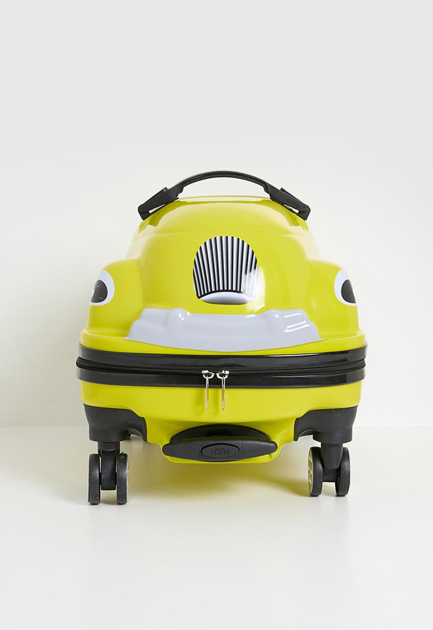 Pop Candy - Retro car-shaped ride-on trolley bag - lime yellow