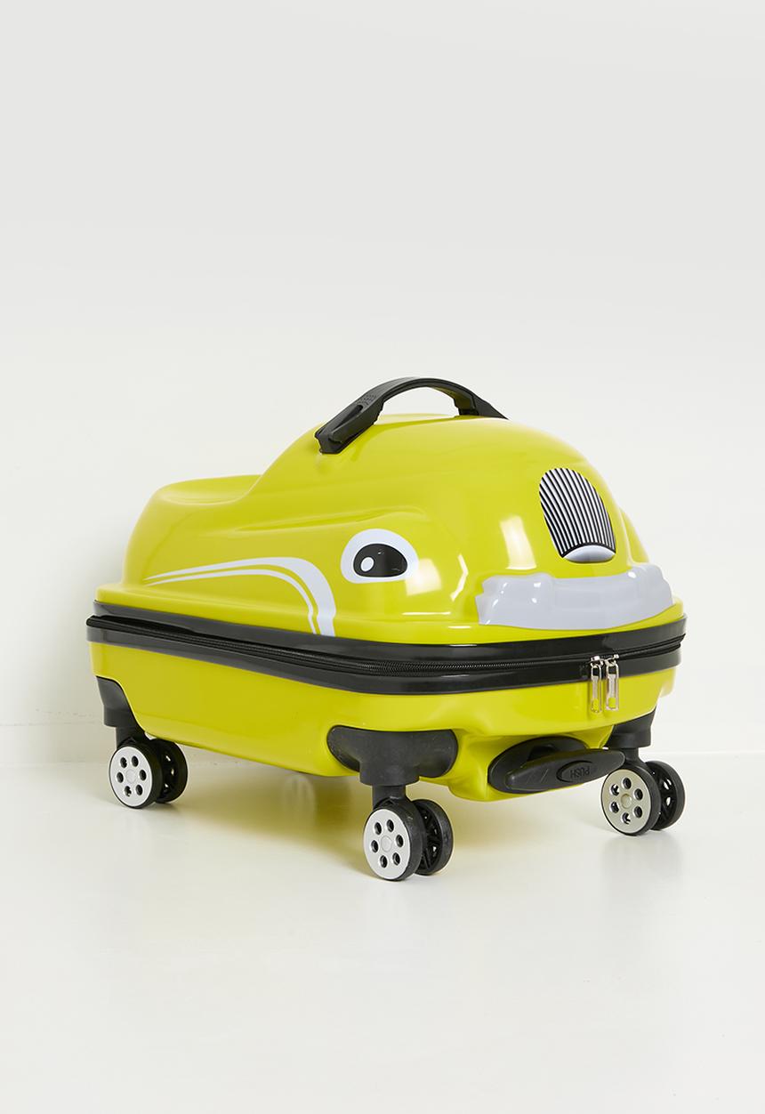 Pop Candy - Retro car-shaped ride-on trolley bag - lime yellow