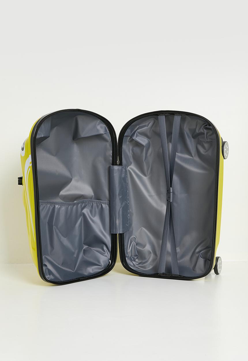 Pop Candy - Retro car-shaped ride-on trolley bag - lime yellow