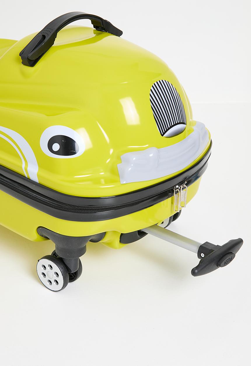 Pop Candy - Retro car-shaped ride-on trolley bag - lime yellow