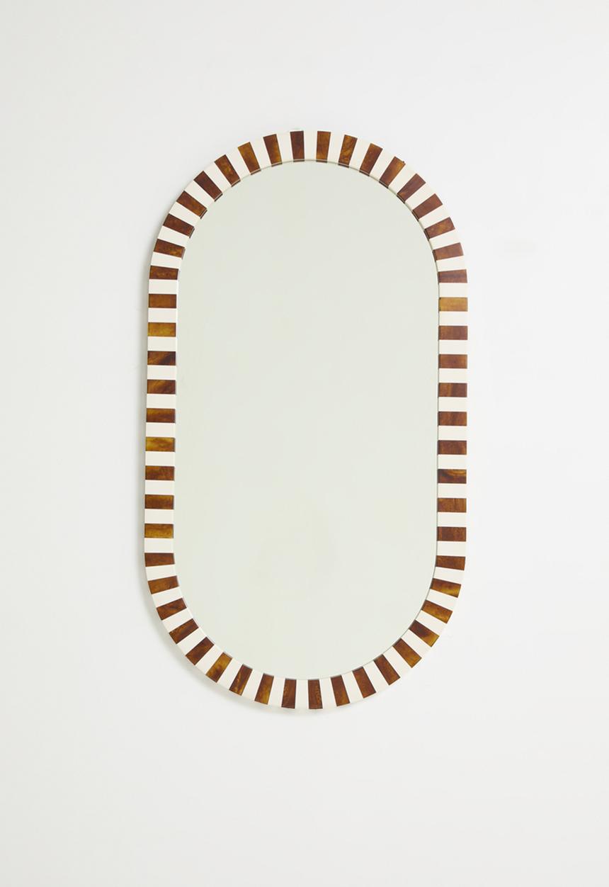 Sixth Floor - Resin Inlay Checker Mirror - tortoise & natural