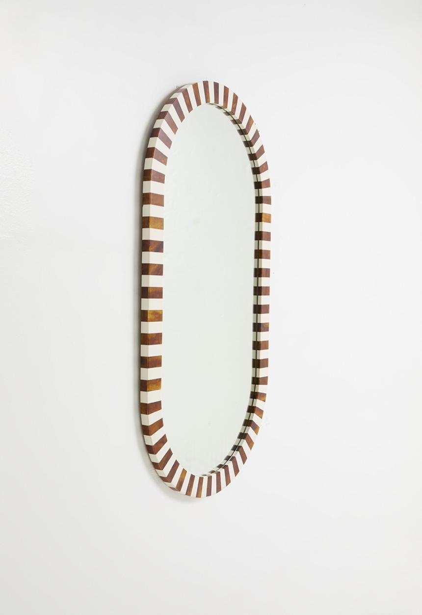 Sixth Floor - Resin Inlay Checker Mirror - tortoise & natural