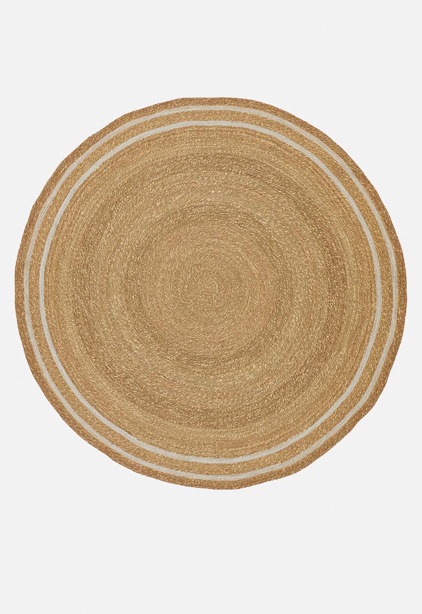 Sixth Floor - Handwoven Seagrass Round Rug White & Natural