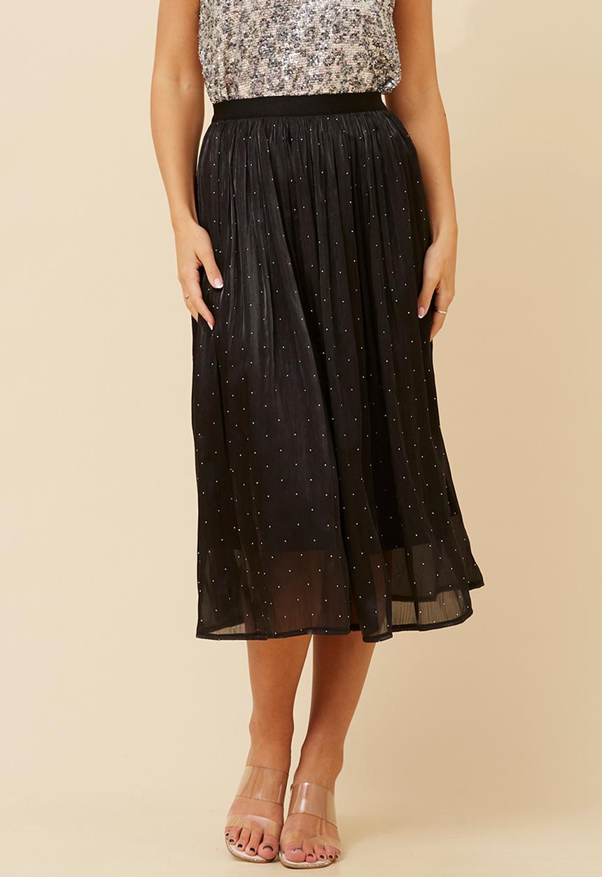Stella Morgan - Elasticated Waist Below Knee Skirt - Black