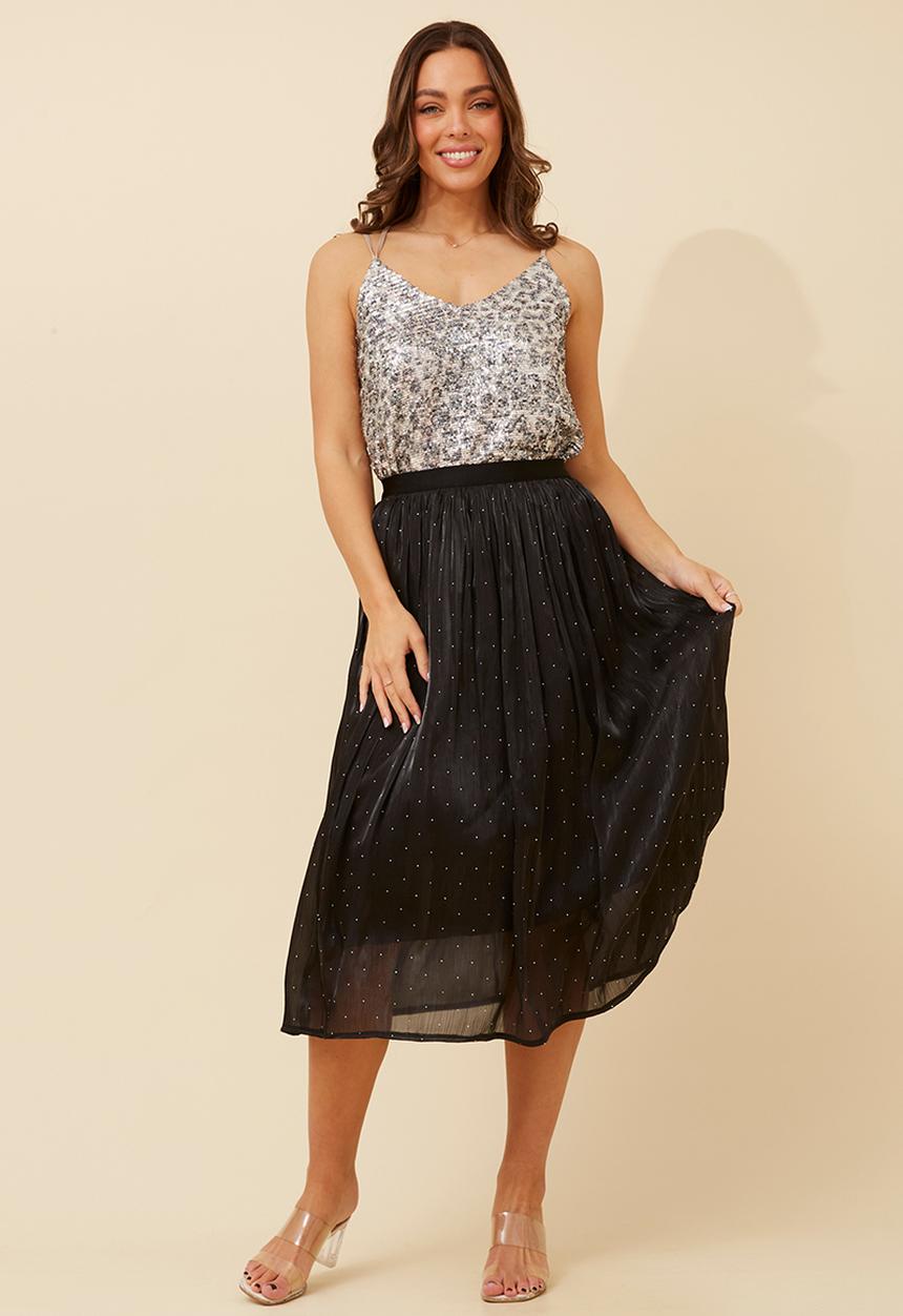 Stella Morgan - Elasticated Waist Below Knee Skirt - Black