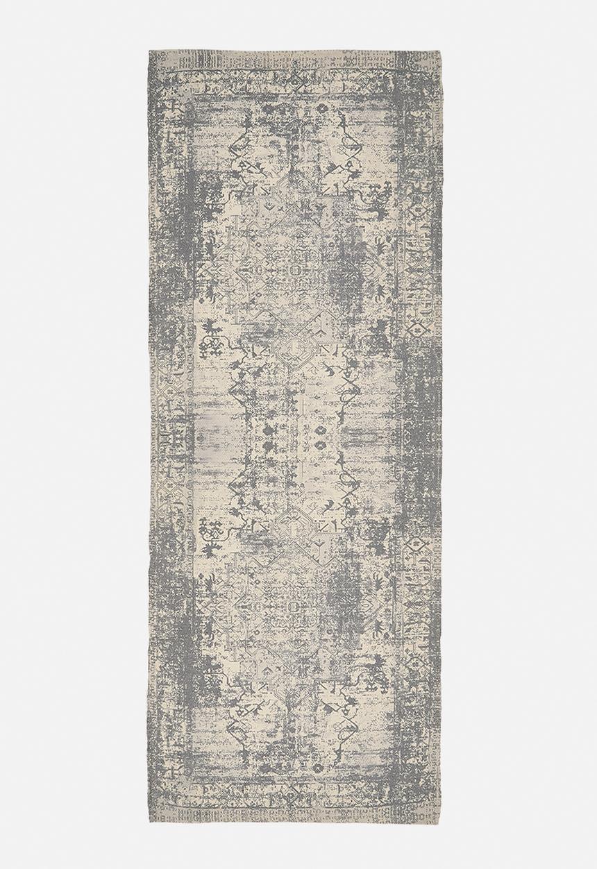 Sixth Floor - Vintage Distressed Printed Runner  Grey