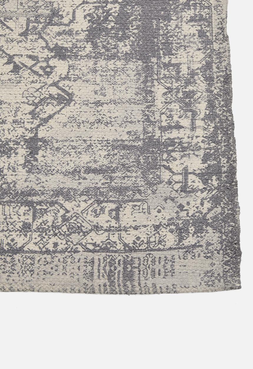 Sixth Floor - Vintage Distressed Printed Runner  Grey