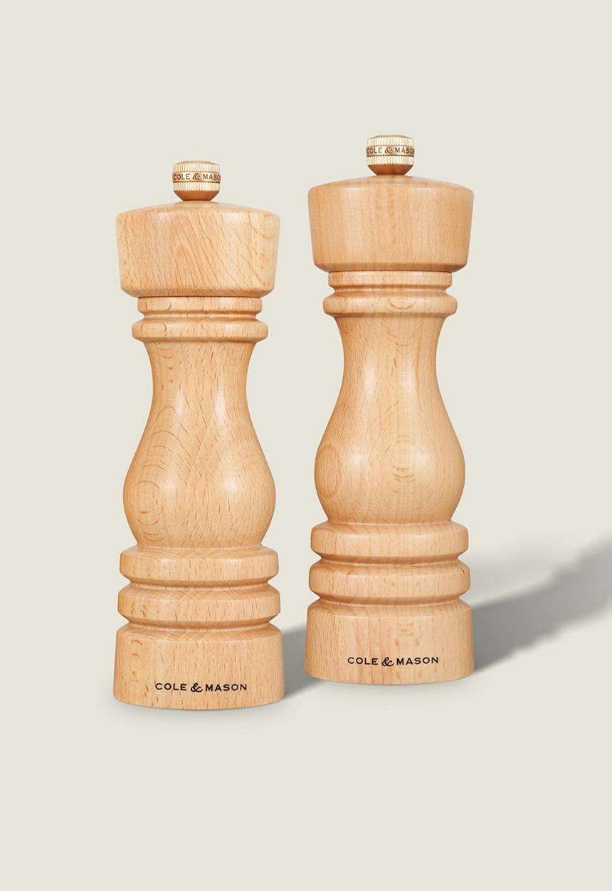 Cole & Mason - Cole & Mason London Salt & Pepper Mill Set, Natural Beech – 18cm
