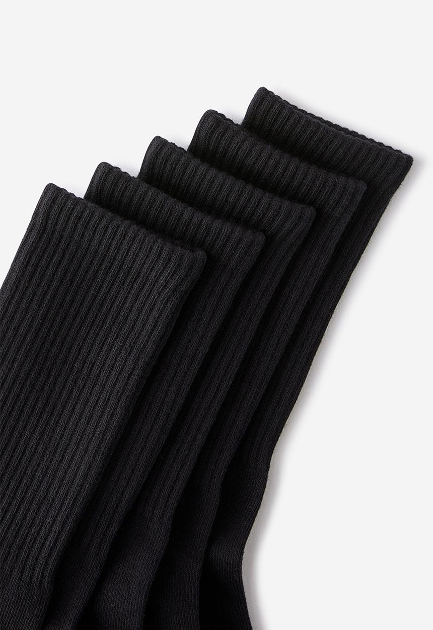 Cotton On - 5 Pack Essential Crew Socks - Black