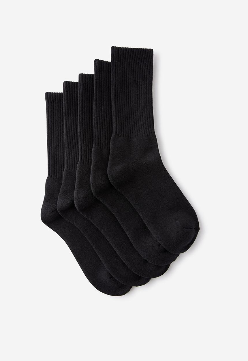 Cotton On - 5 Pack Essential Crew Socks - Black