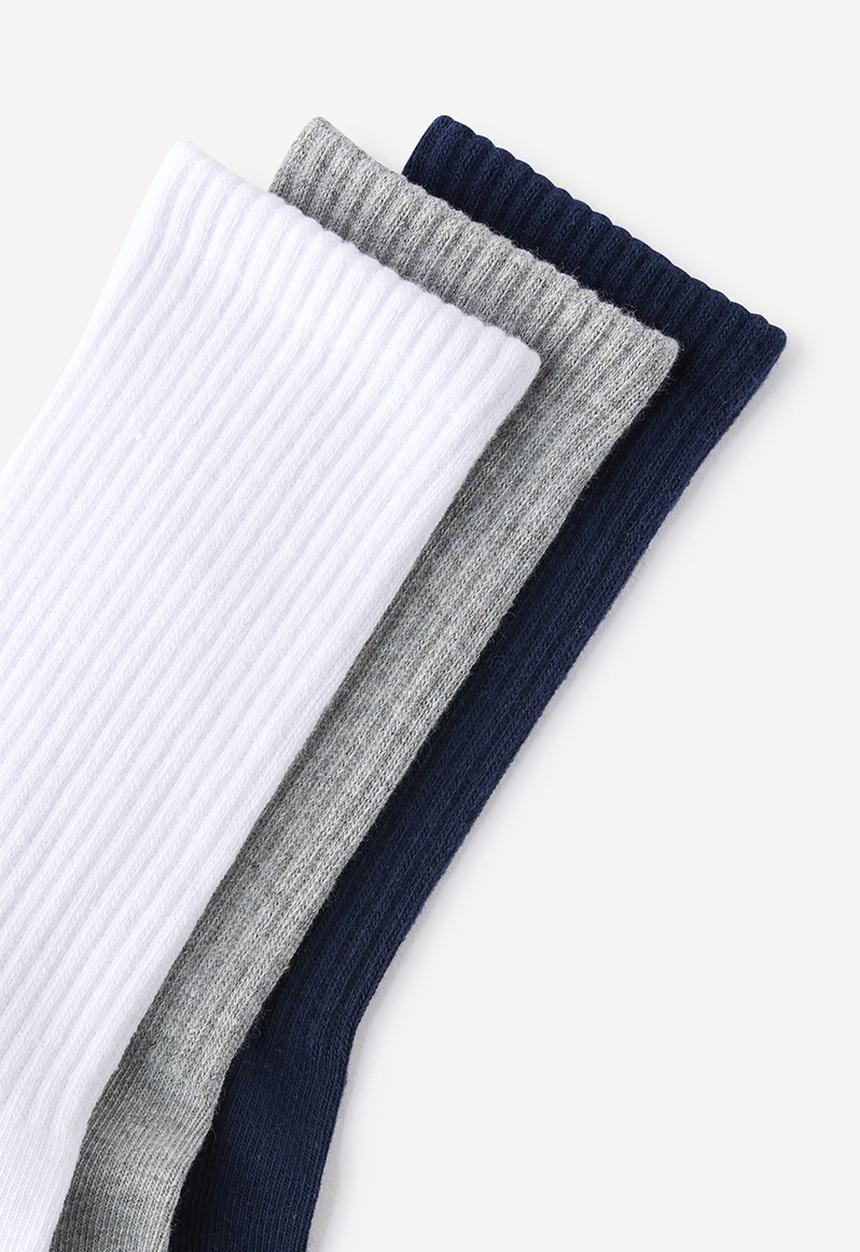 Cotton On - 3 Pack Essential Crew Socks - White/Grey Marle/Navy