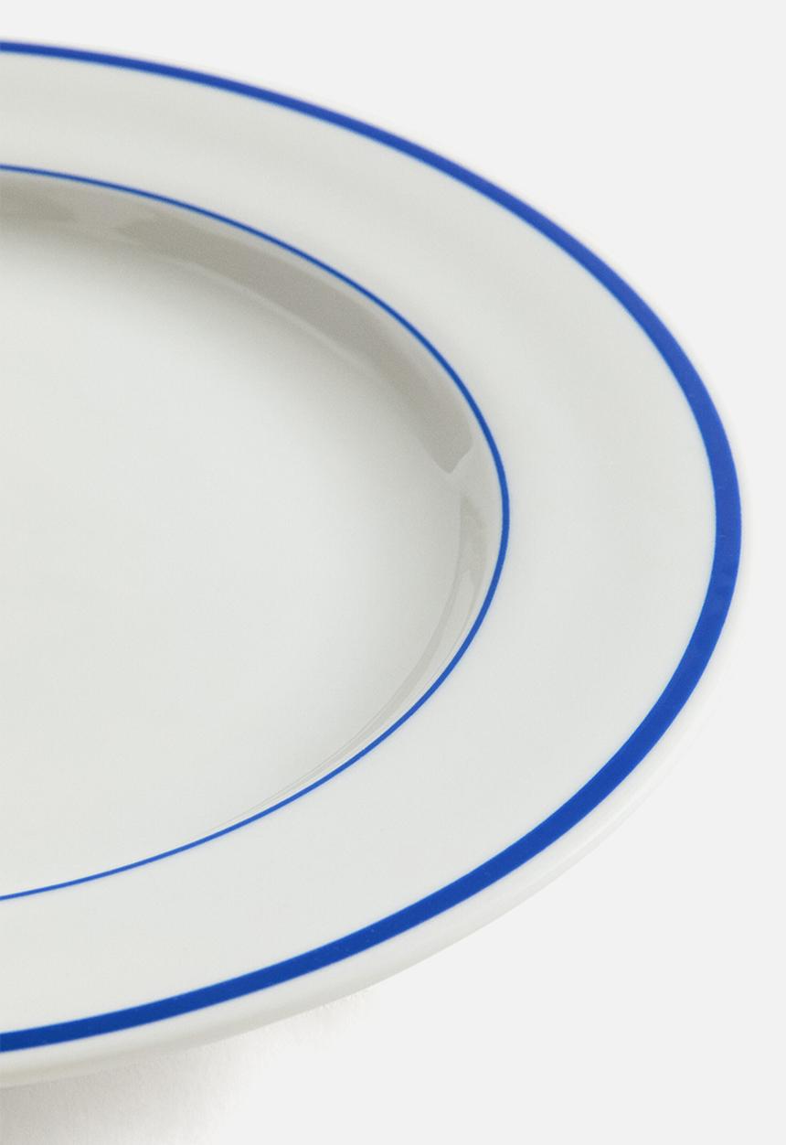 H&M - Porcelain dinner plate - white/blue