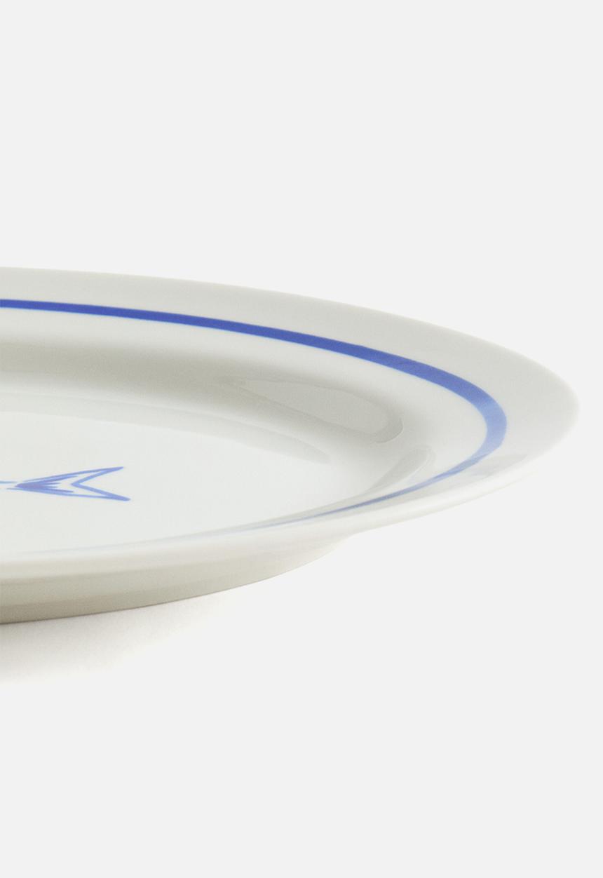 H&M - Large porcelain serving plate - blue/fish