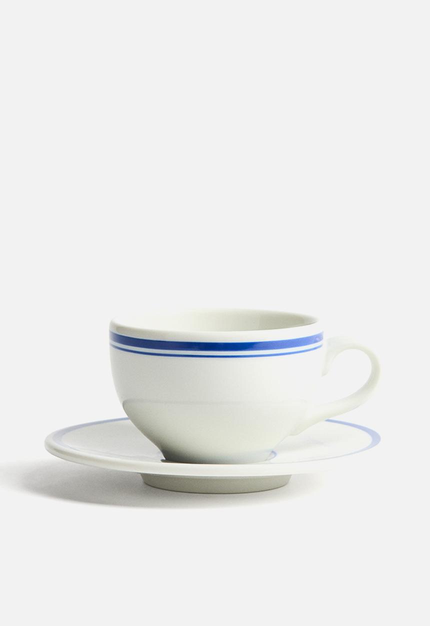 H&M - Cappuccino cup and saucer - white/blue