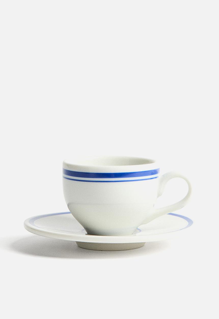 H&M - Espresso cup and saucer - white/blue