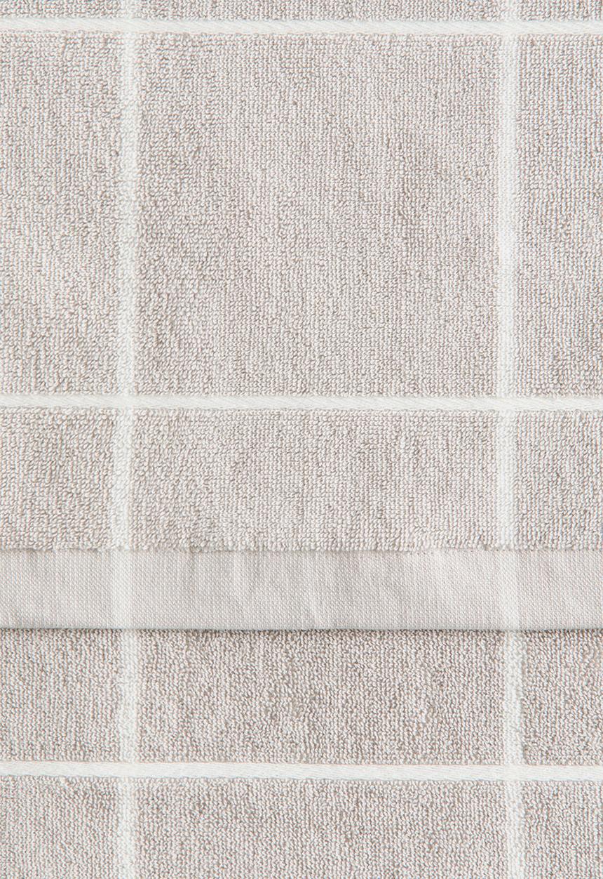 H&M - Grid-patterned bath towel - light greige/checked