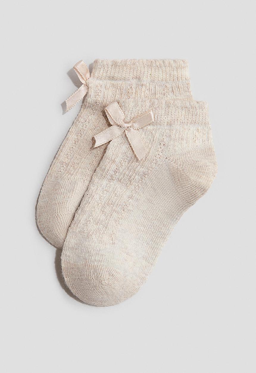 H&M - 4-pack shaftless socks - beige/white