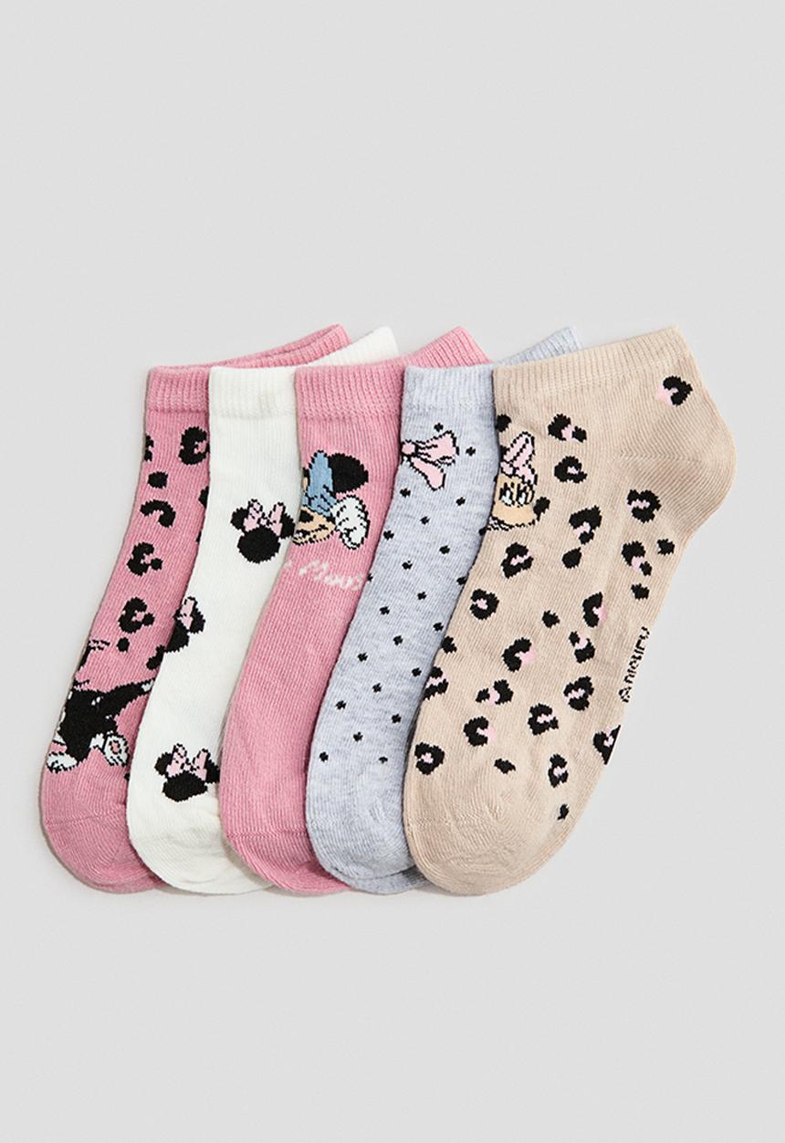 H&M - 5-pack shaftless socks - light pink/minnie mouse