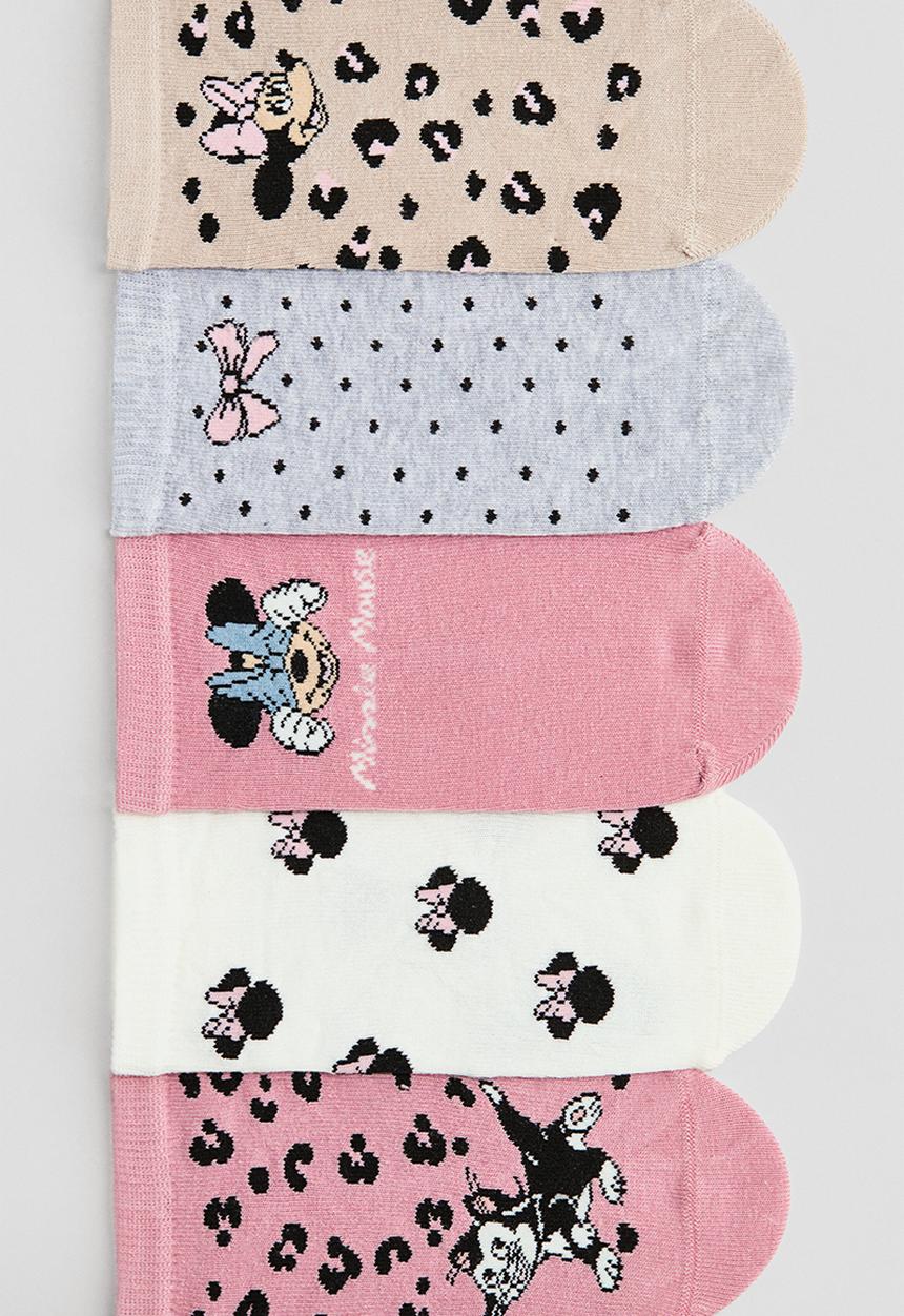 H&M - 5-pack shaftless socks - light pink/minnie mouse