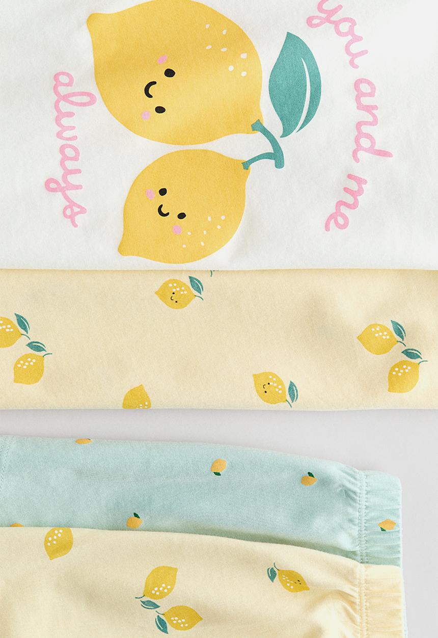 H&M - 2-pack flutter-sleeve pyjamas - light yellow/lemons